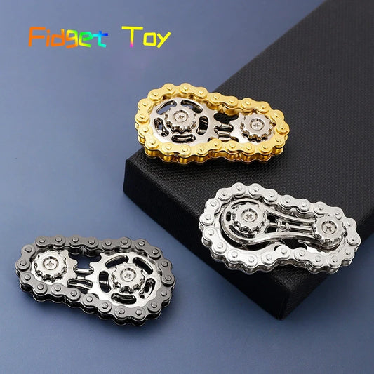 Metal Bike Chain Fidget Spinner — Tactile Stress Toy