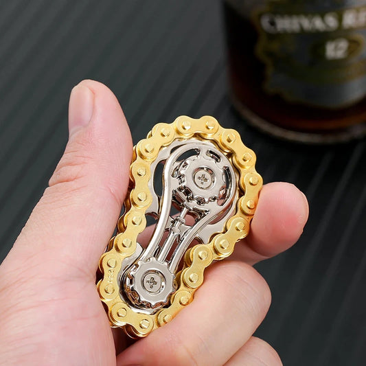 Metal Bike Chain Fidget Spinner — Tactile Stress Toy